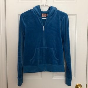 Juicy Couture Velour Zip-Up Hoodie (Blue)